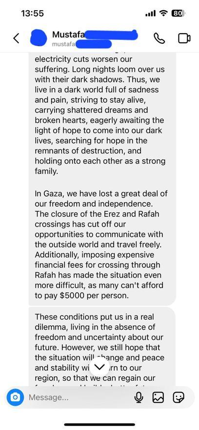 Mustafa, Gazze'den mektup yazdı: Savaş ruhlarımızı parçalıyor, hayallerimizi yok ediyor