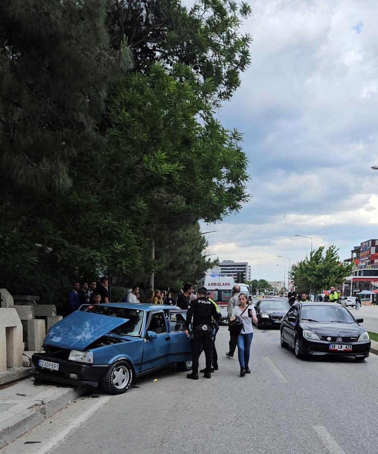 Edirne'de otomobilin çarptığı kadının yaralandığı; sürücünün olay yerinden kaçtığı kaza anı kamerada