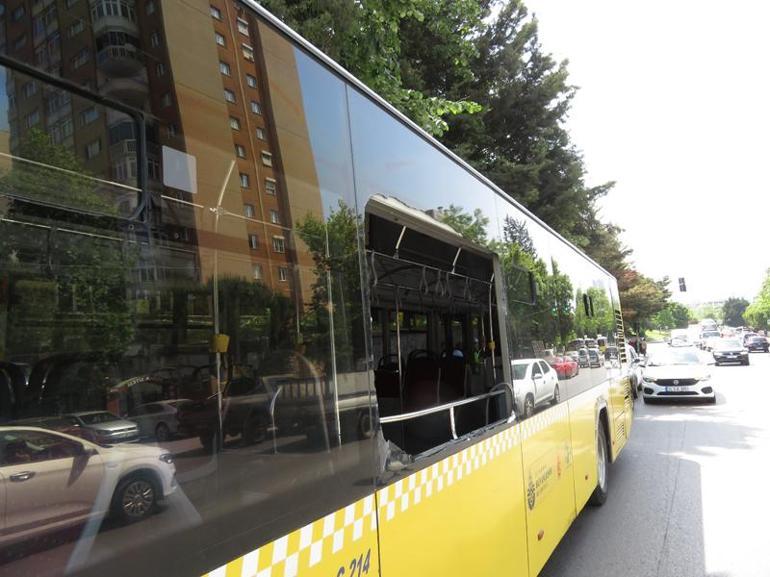 Ataşehir'de otobüsün camından direk girdi; yolcular ölümden döndü