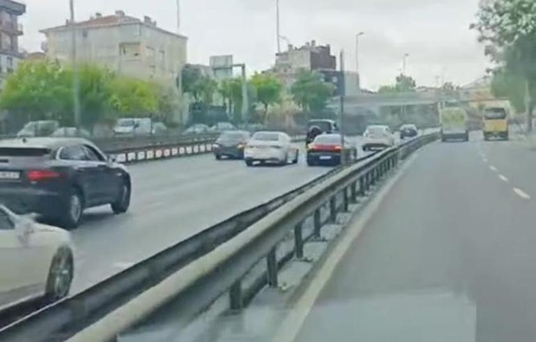 Küçükçekmece D-100'de şeritleri kapatan düğün konvoyu trafiği aksattı