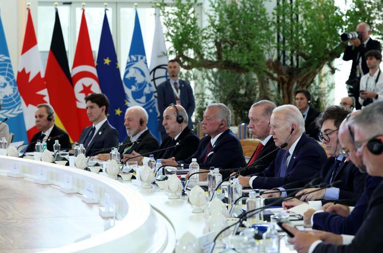 Cumhurbaşkanı Erdoğan, G7’de liderle ayaküstü sohbet etti