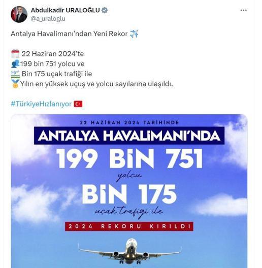 Antalya Havalimanı'nda yılın en yüksek yolcu sayısına ulaşıldı