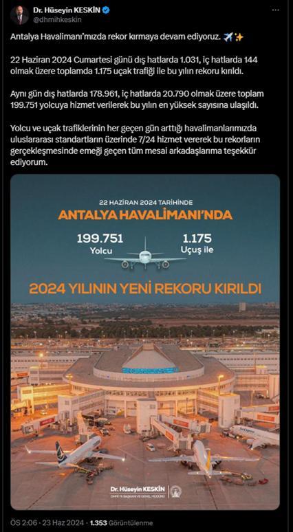 Antalya Havalimanı'nda yılın en yüksek yolcu sayısına ulaşıldı