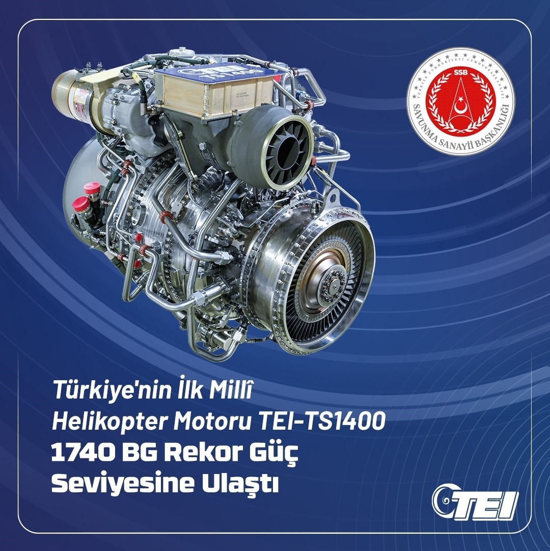 TEI-TS1400 motoru 1740 BG rekor güç seviyesine ulaştı