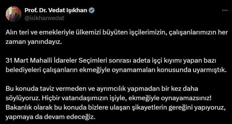 Bakanlık: Yerel seçim sonrası belediyelerden 136 işten çıkarma başvurusu alındı