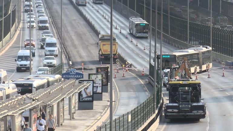 Haliç Köprüsü'nde asfalt yenileme çalışması başladı; trafik yoğunluğu oluştu