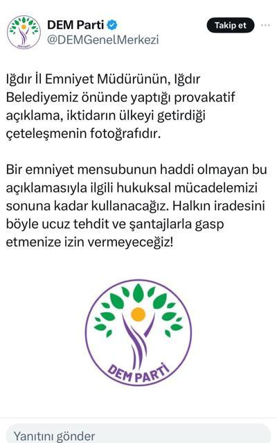 Iğdır Emniyet Müdürlüğü’nden DEM Parti’nin paylaşımına yönelik açıklama