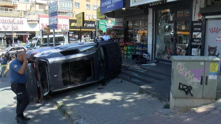 Maltepe’de kontrolünü kaybeden cip dükkana çarptı: 3 Yaralı