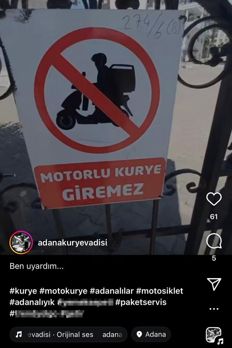 Sipariş götüren motokuryeden, 'Motorlu kurye giremez' uyarısına 'motosiklet' tepkisi