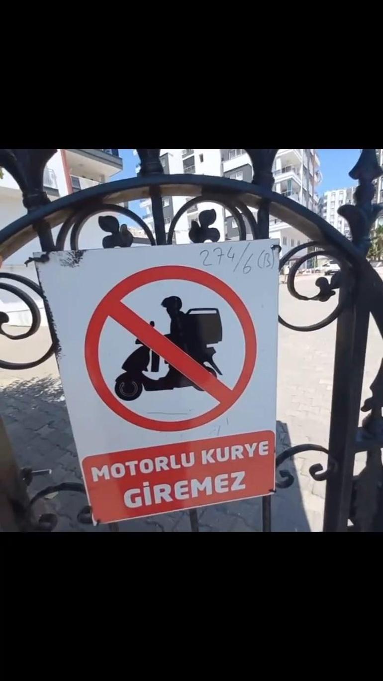 Sipariş götüren motokuryeden, 'Motorlu kurye giremez' uyarısına 'motosiklet' tepkisi