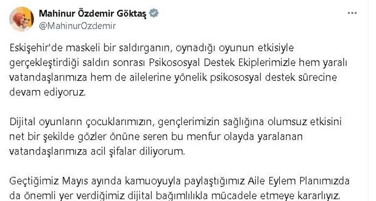 Bakan Göktaş: Eskişehir'deki saldırı sonrası psikososyal destek sürecine devam ediyoruz