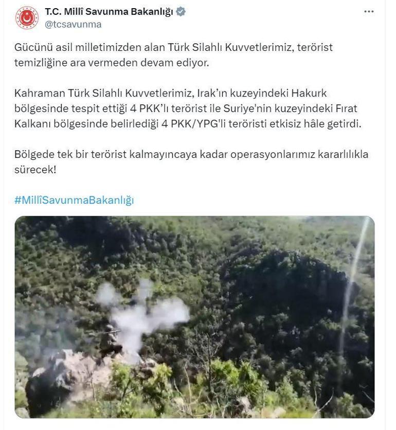 MSB: 8 terörist etkisiz hale getirildi