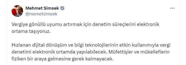 Bakan Şimşek: Vergi denetimi elektronik ortamda yapılabilecek