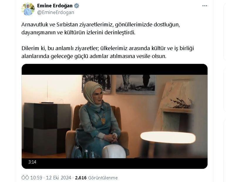 Emine Erdoğan'dan Sırbistan ve Arnavutluk ziyareti paylaşımı