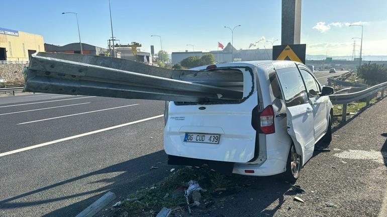 Bariyer hafif ticari araca ok gibi saplandı: 1 yaralı