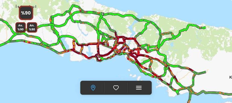 İstanbul'da trafik yoğunluğu yüzde 90'a ulaştı