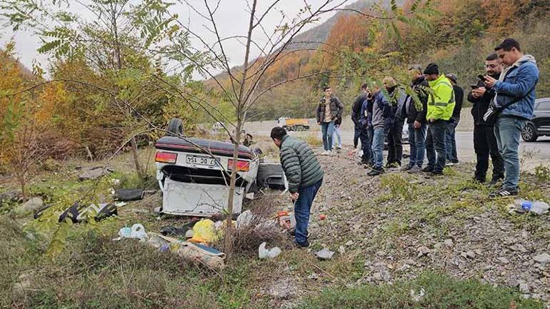 Takla atan otomobildeki çift yaralandı