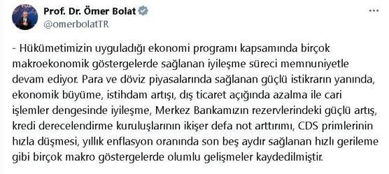 Bakan Bolat: Makroekonomik göstergelerde iyileşme süreci devam ediyor