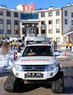 Erzurum 112 Acil Sağlık ekipleri kışa hazır