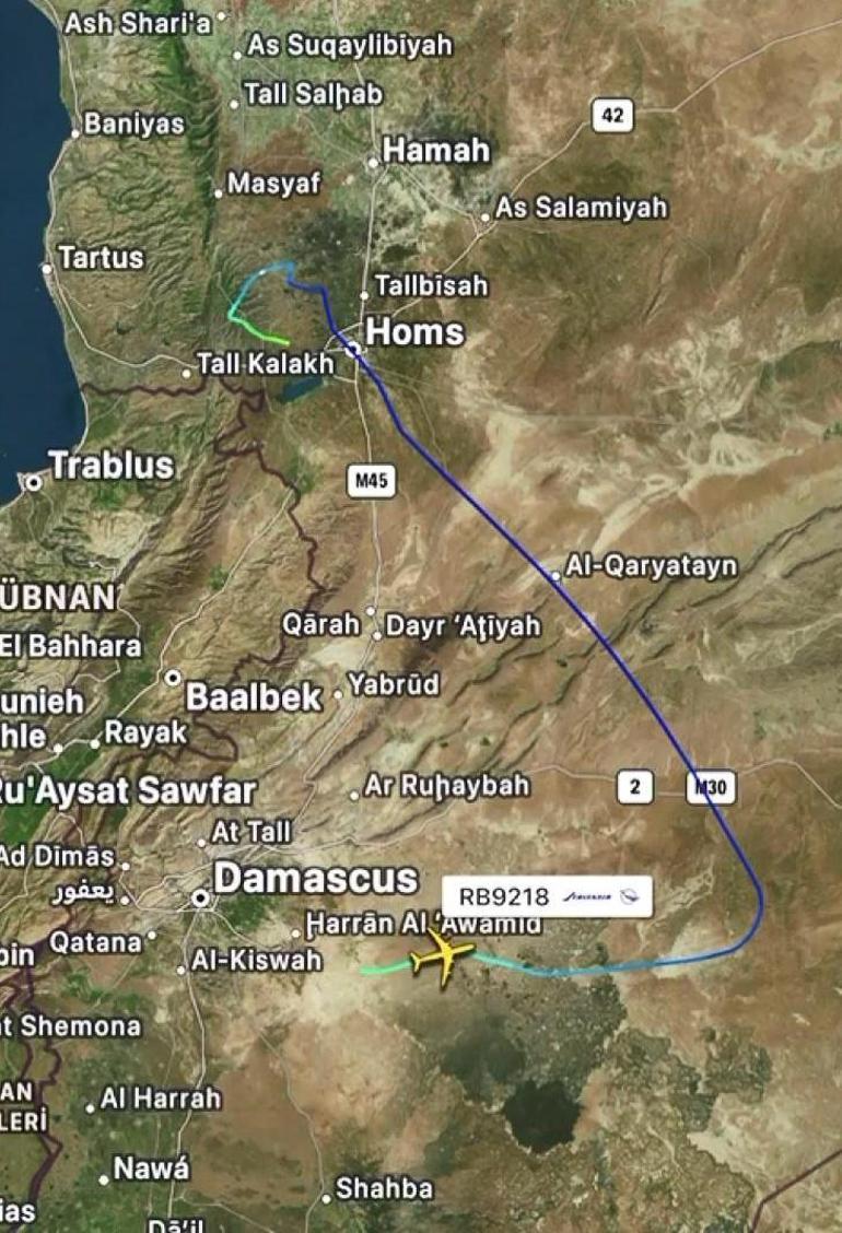 Suriye'nin başkenti Şam'dan havalanan uçaktan sinyal alınamıyor