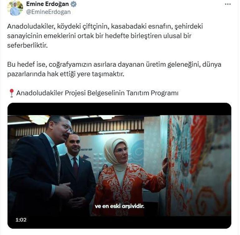 Emine Erdoğan: 'Anadoludakiler' ulusal bir seferberliktir