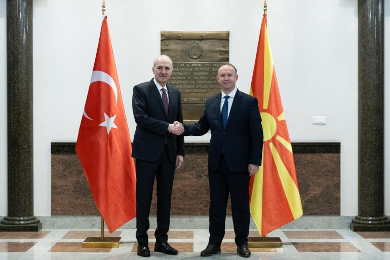 TBMM Başkanı Kurtulmuş, Kuzey Makedonya Meclis Başkanı Gaşi ile bir araya geldi