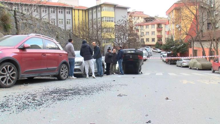 Kağıthane’de park halindeki 7 araca çarpıp takla attı