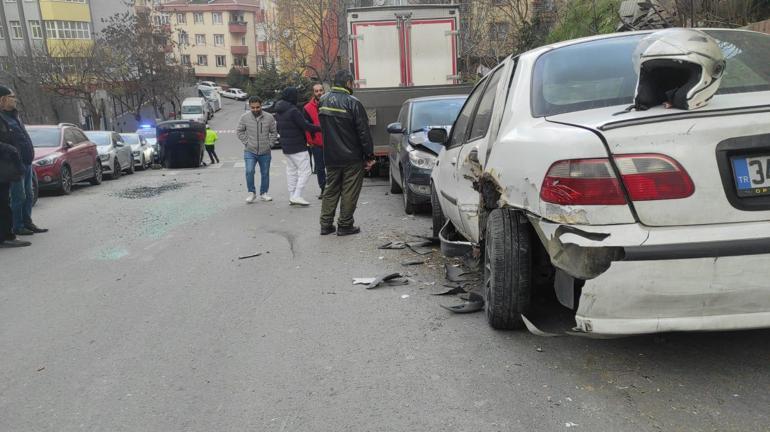 Kağıthane’de park halindeki 7 araca çarpıp takla attı