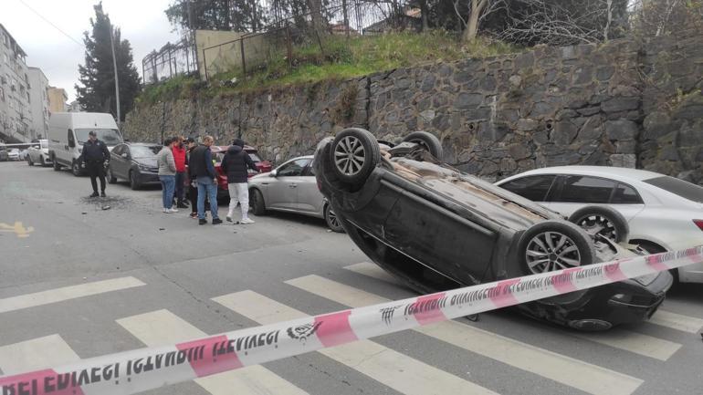 Kağıthane’de park halindeki 7 araca çarpıp takla attı