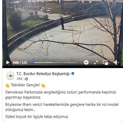 Parka verdikleri zarar kameraya yansıdı; belediye 'Tebrikler gençler' diye paylaştı