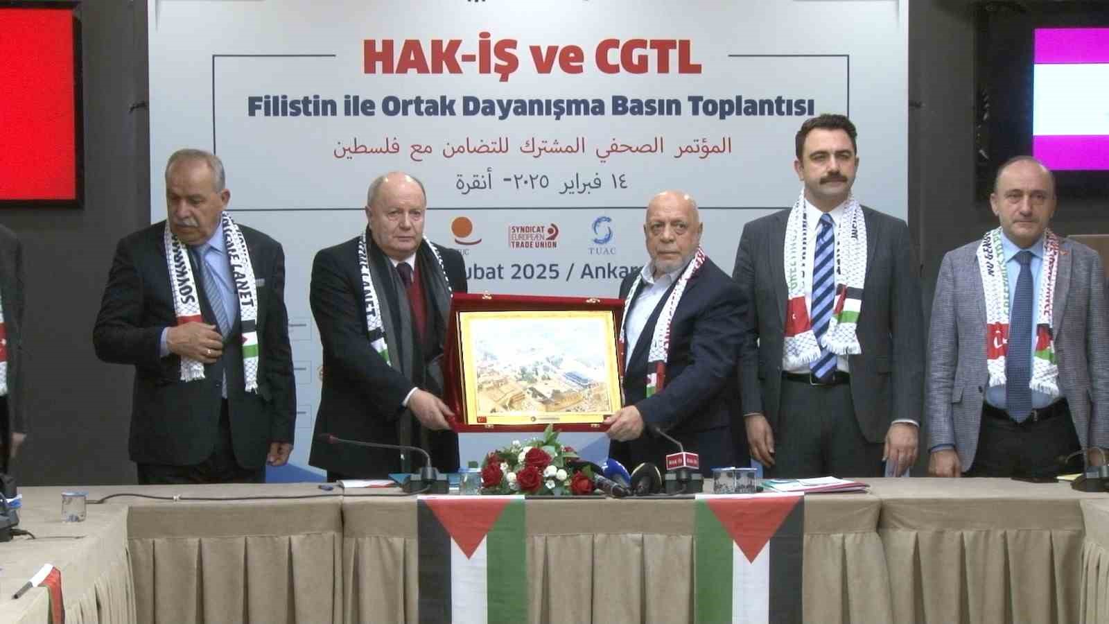 HAK-İŞ ve Lünban işçi sendikası CGTL’den Filistin’e destek toplantısı