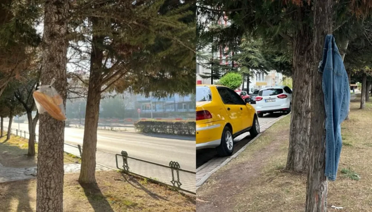 Gökmeydan’da ilginç görüntü: Askıda pantolon dikkat çekti!