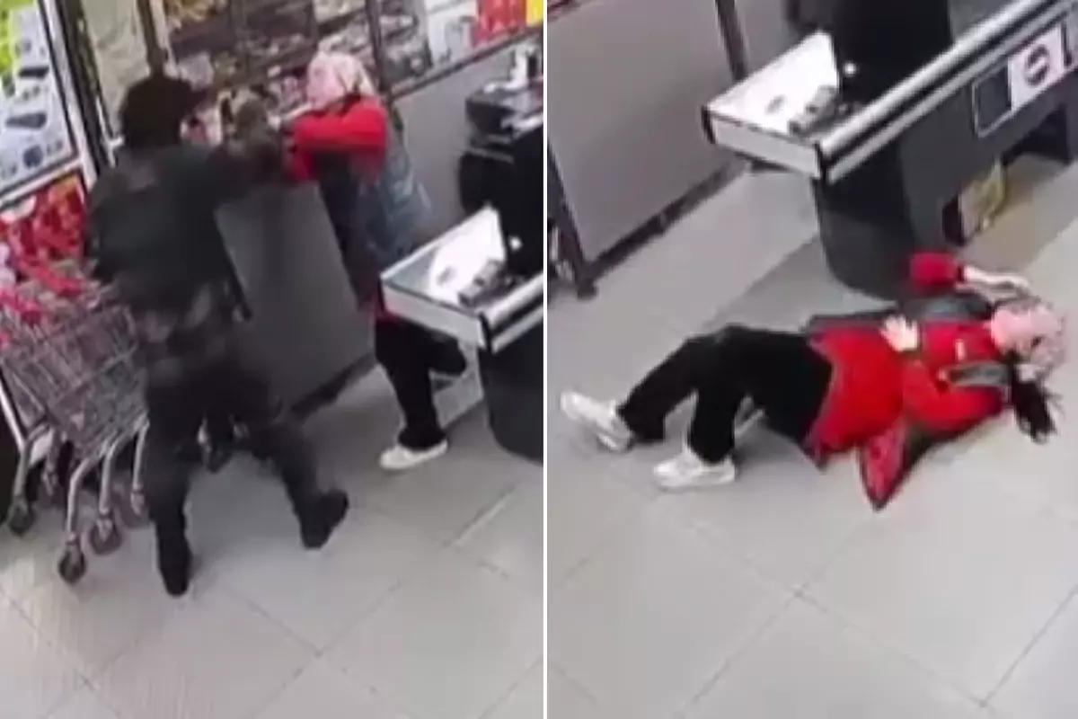 Zincir markette çalışan kasiyeri böyle darbetti