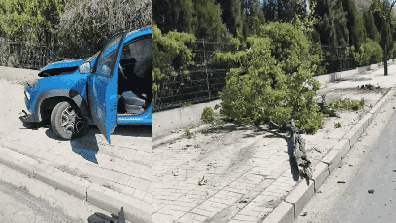 Kontrolden Çıkan Araç Yol Kenarında Ağaca Saplandı