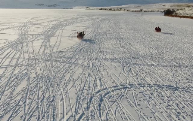 Çıldır Gölü’nde atlı kızak heyecanı başladı