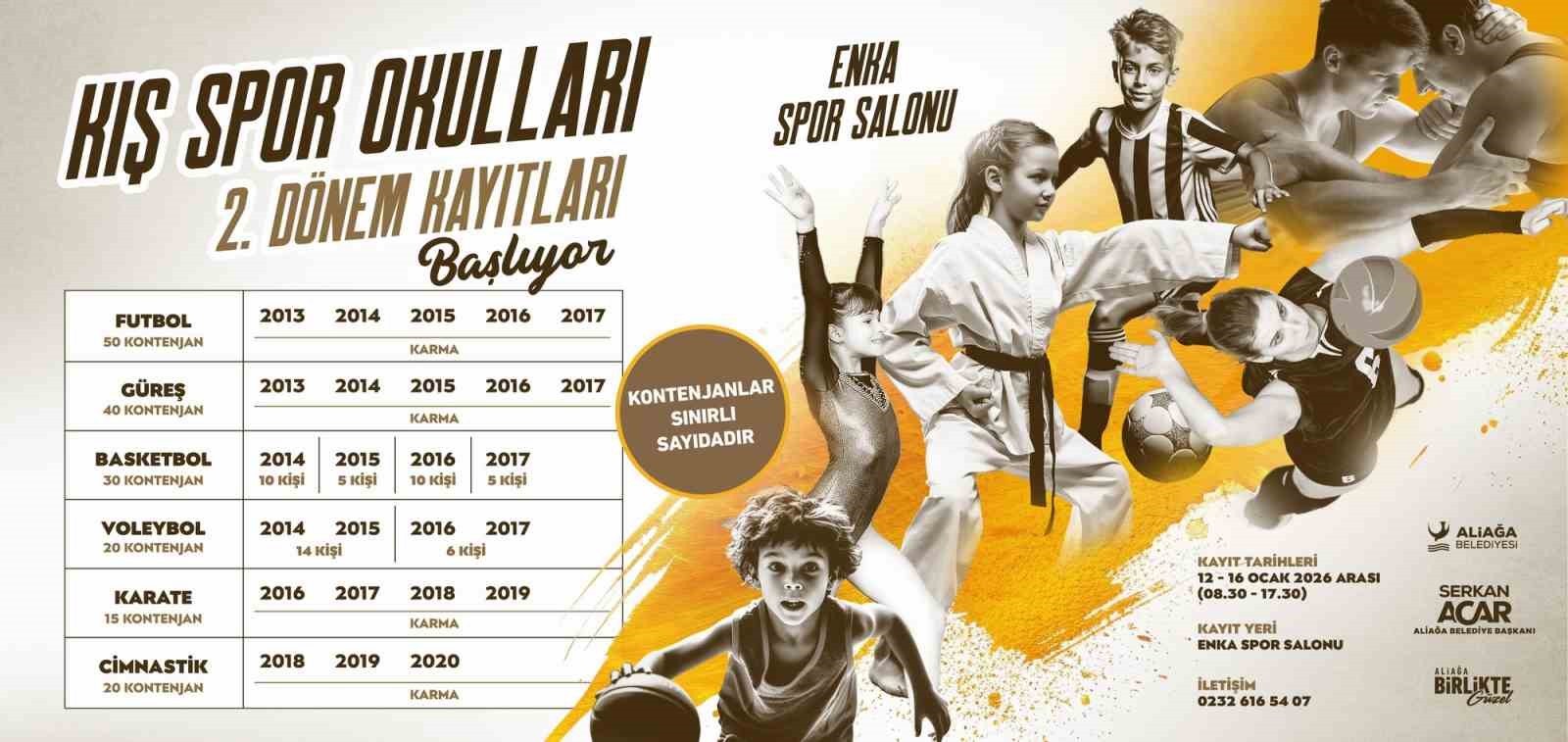 Aliağa’da kış spor okulları 2. dönem kayıtları başlıyor