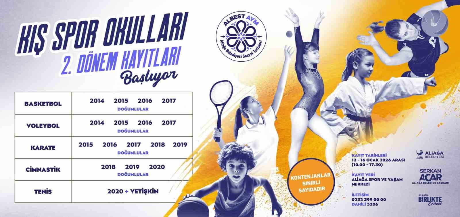 Aliağa’da kış spor okulları 2. dönem kayıtları başlıyor