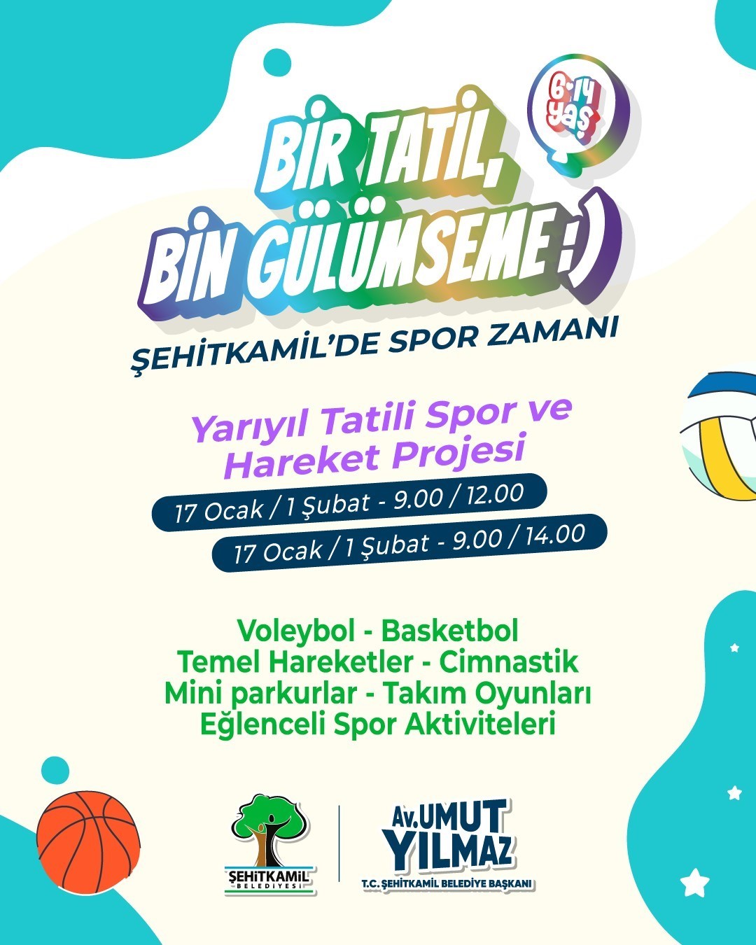 Şehitkamil’de yarıyıl tatili spor şenliğiyle renklenecek