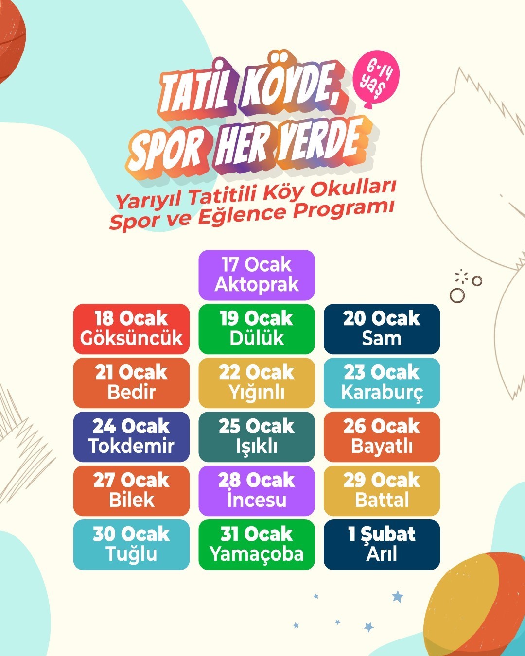 Şehitkamil’de yarıyıl tatili spor şenliğiyle renklenecek