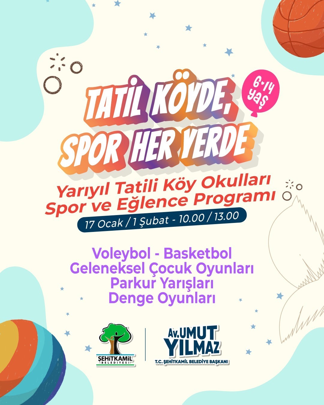 Şehitkamil’de yarıyıl tatili spor şenliğiyle renklenecek