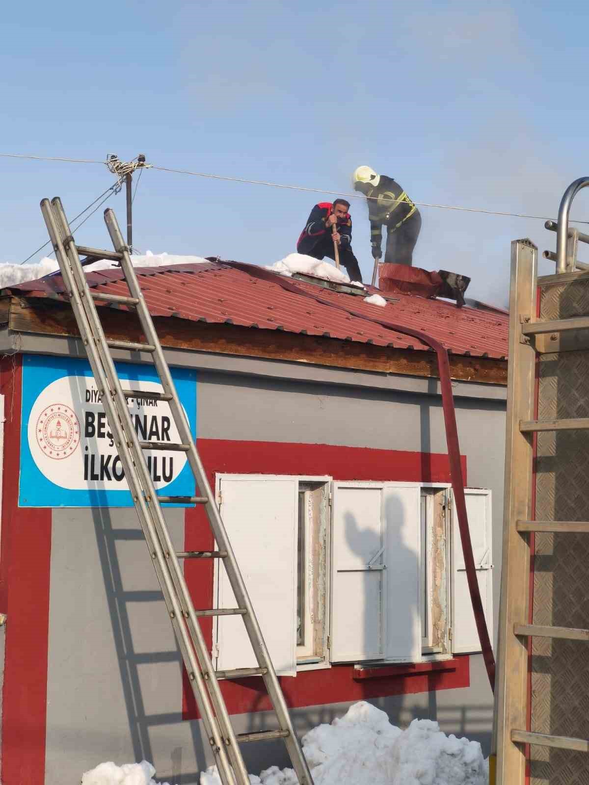Okulda sobadan çıkan kıvılcım çatıyı tutuşturdu