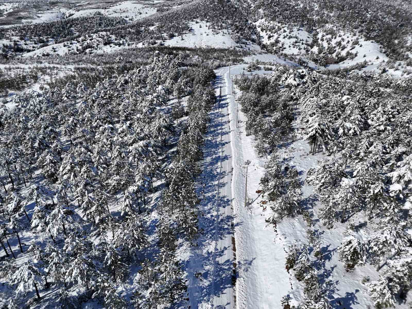 Uşak’ta kartpostallık kar manzaraları