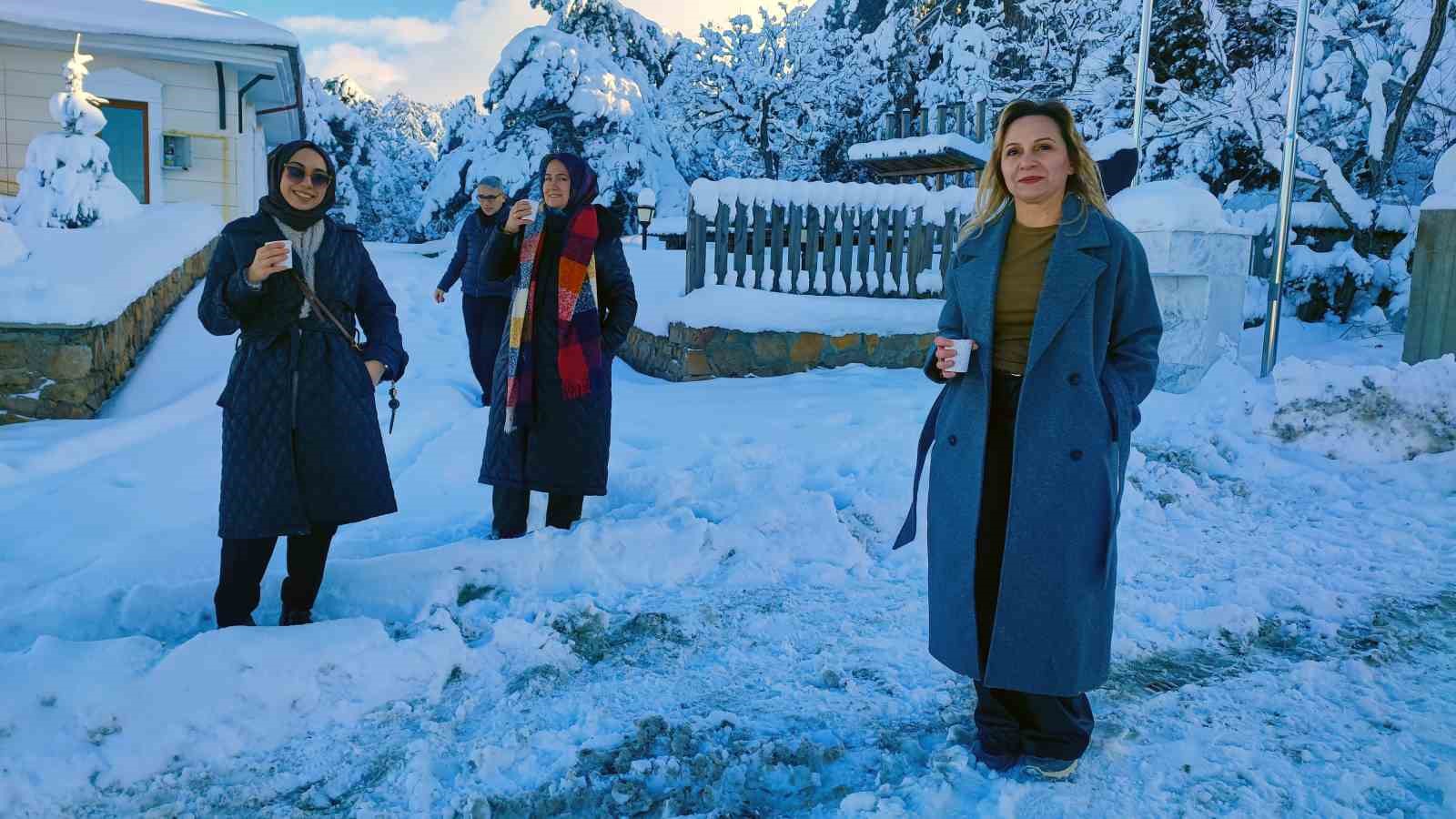 Türkiye’nin ilk Milli Parkı Çamlık’ta kar manzarası havadan görüntülendi