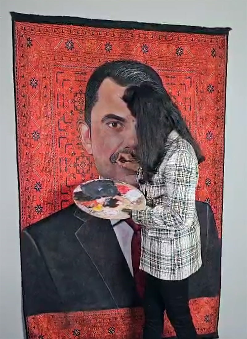 Ressam çift, Bakan Kurum’u halıya resmetti