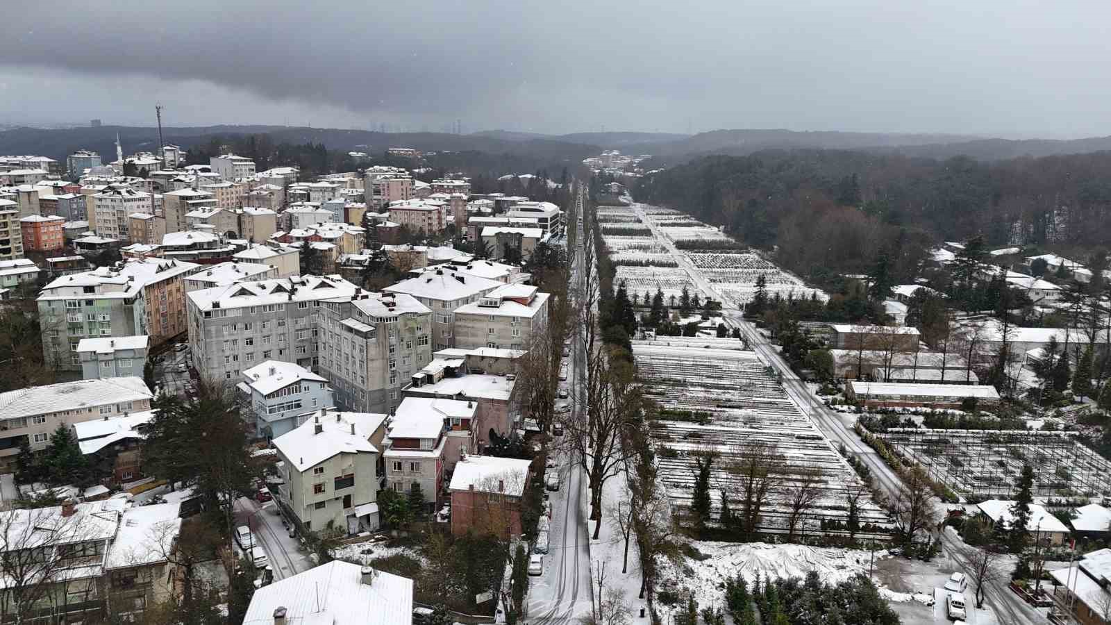 Sarıyer’de kış manzarası havadan görüntülendi