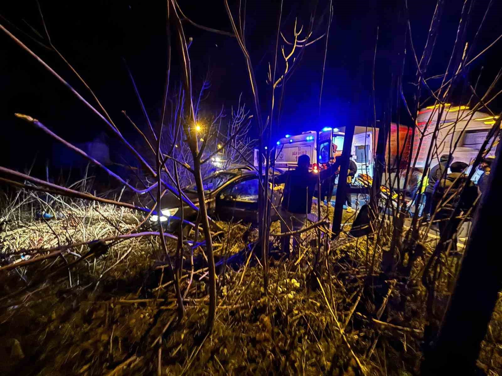 Kontrolden çıkan otomobil tarlaya girdi, sürücü yaralandı