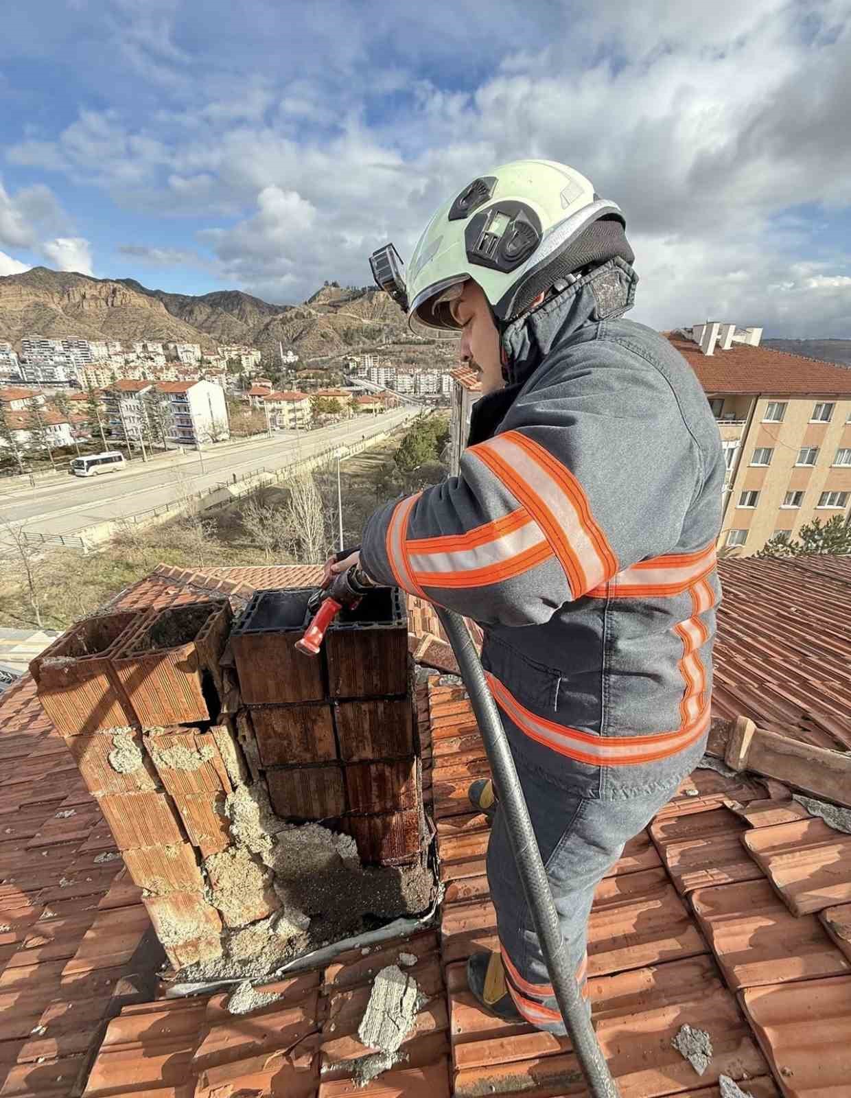 Çankırı’da korkutan baca yangını