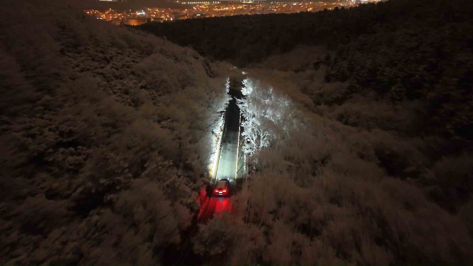 Kar altında kalan Aydos Kalesi havadan görüntülendi