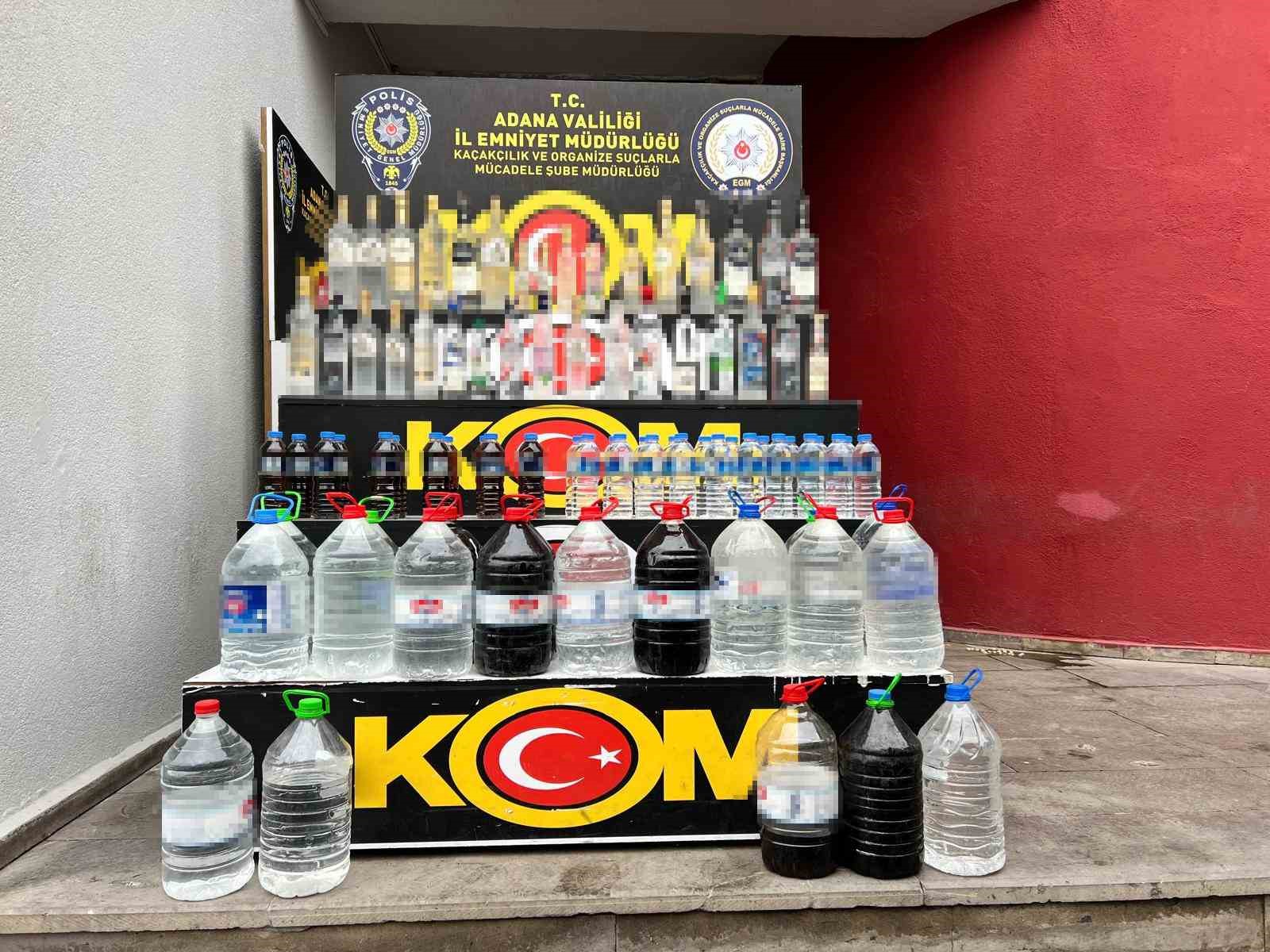 Adana’da pet şişelerde satılacak sahte içkiler ele geçirildi