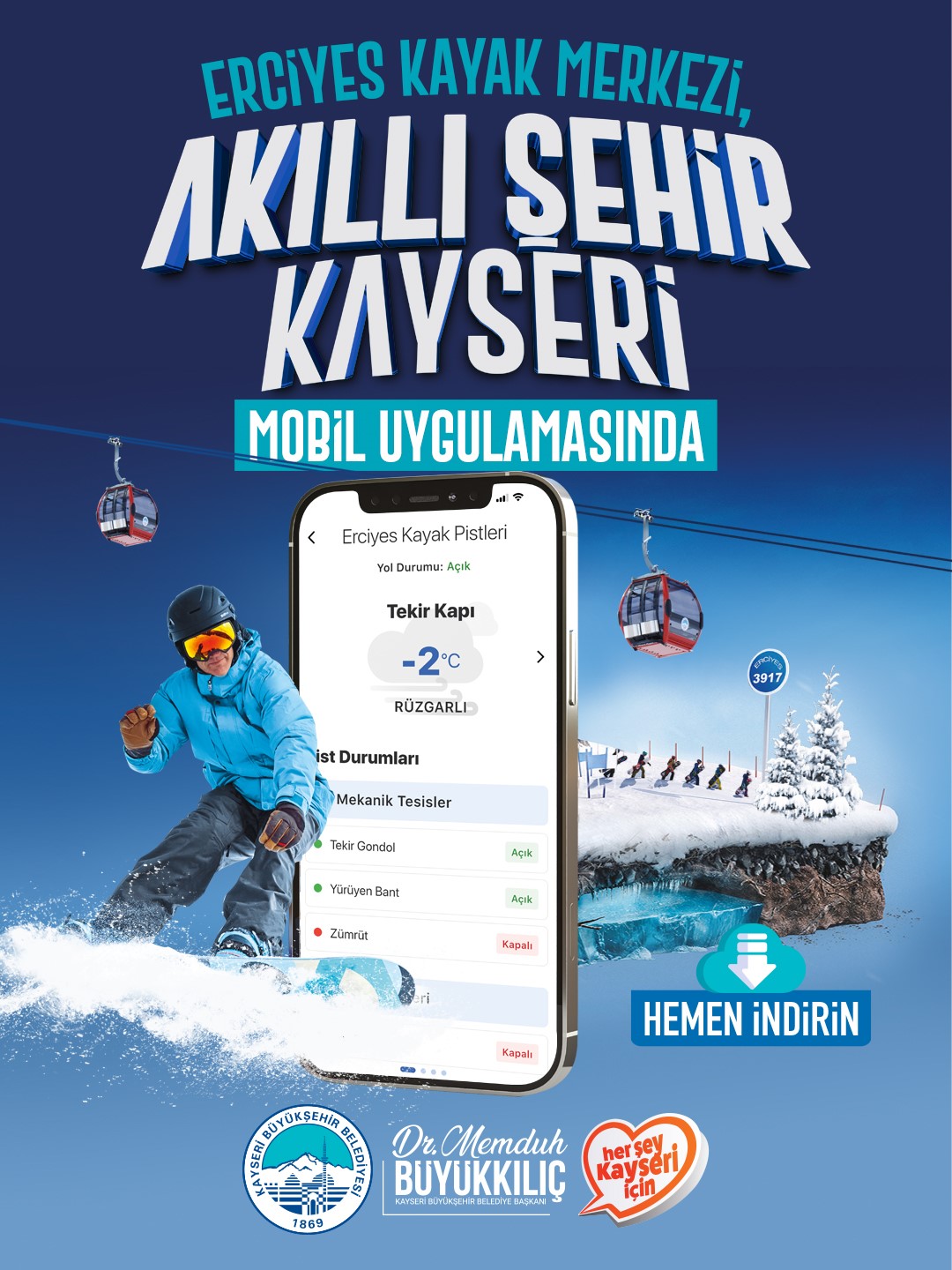 Erciyes Kayak Merkezi, ’Akıllı Şehir Kayseri’ mobil uygulamasında
